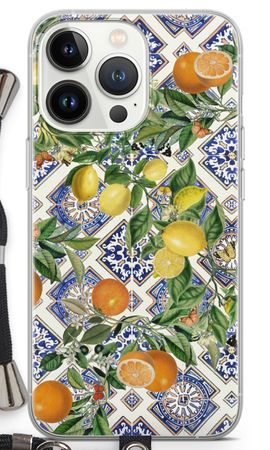 Blue tiles, lemons and oranges