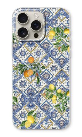 Blue tiles, lemons and oranges - small