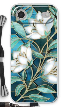 Blue stained glass flowers