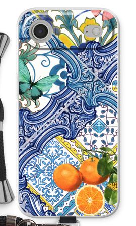 Blue tiles and oranges