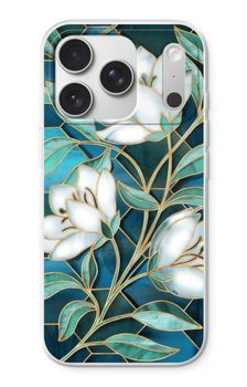 Blue stained glass flowers