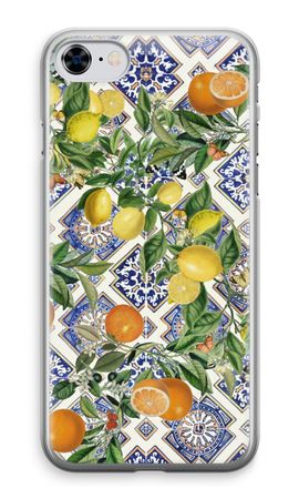 Blue tiles, lemons and oranges