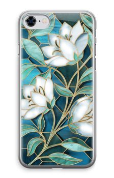 Blue stained glass flowers
