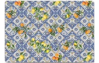 Blue tiles, lemons and oranges - small