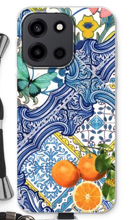 Blue tiles and oranges