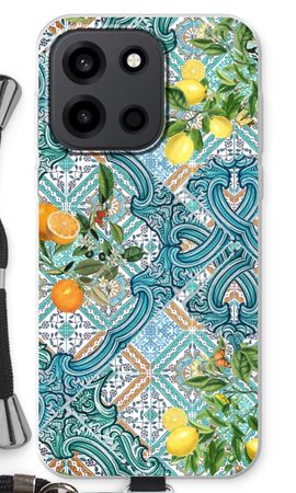 Blue tiles, lemons and oranges