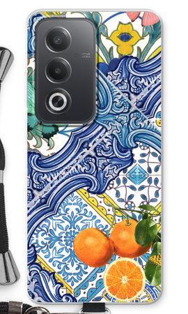 Blue tiles and oranges