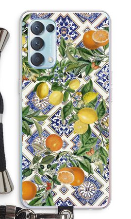 Azulejos azules, limones y naranjas