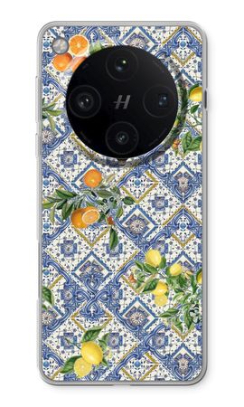 Blue tiles, lemons and oranges - small