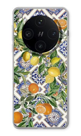 Blue tiles, lemons and oranges