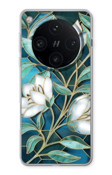 Blue stained glass flowers