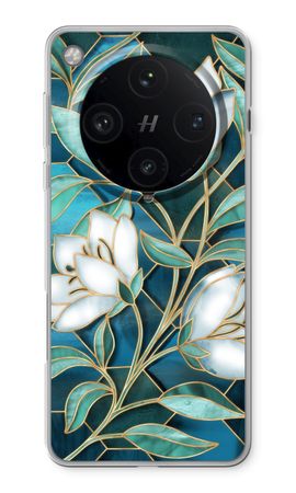 Blue stained glass flowers