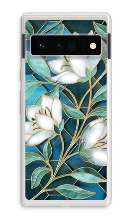 Blaue Glasmalerei Blumen