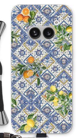 Blue tiles, lemons and oranges - small