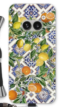 Blue tiles, lemons and oranges