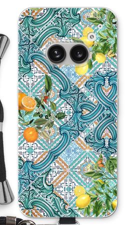 Blue tiles, lemons and oranges