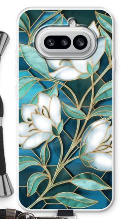 Blauwe glas-in-lood bloemen