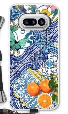 Blue tiles and oranges