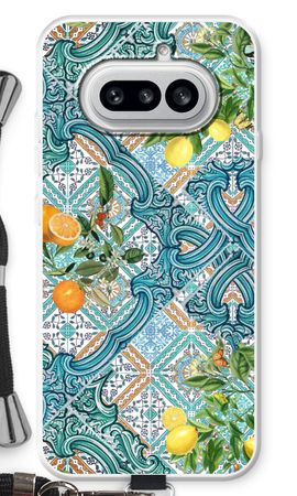 Blue tiles, lemons and oranges
