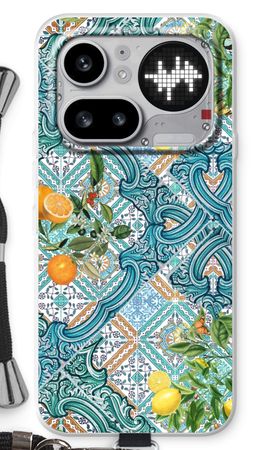 Blue tiles, lemons and oranges
