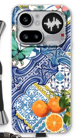 Blue tiles and oranges