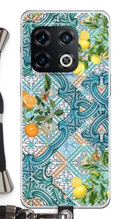 Blaue Fliesen, Zitronen und Orangen