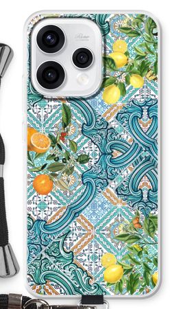 Blue tiles, lemons and oranges