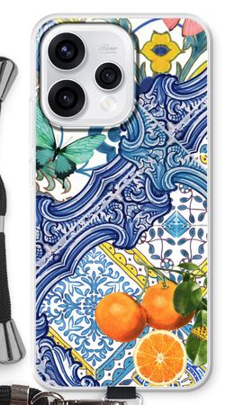 Blue tiles and oranges