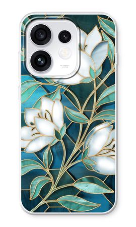 Blue stained glass flowers