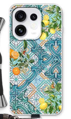 Blue tiles, lemons and oranges