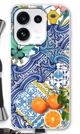 Blue tiles and oranges