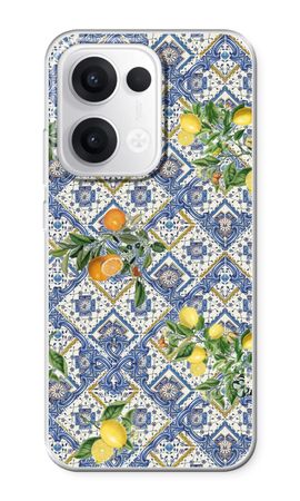Blue tiles, lemons and oranges - small