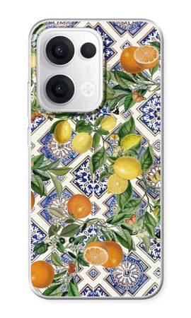 Blue tiles, lemons and oranges