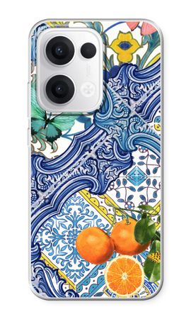 Blue tiles and oranges