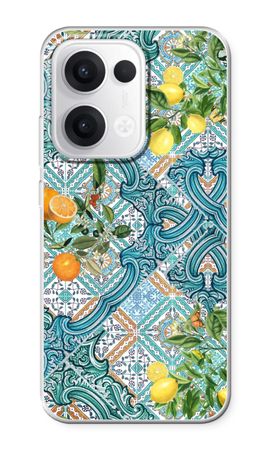 Blue tiles, lemons and oranges