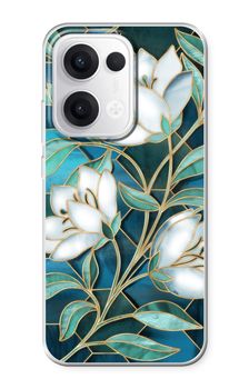 Blue stained glass flowers