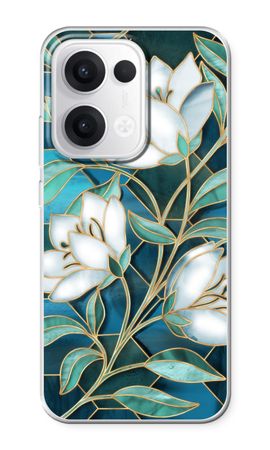 Blue stained glass flowers