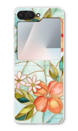 Orange stained glass flower