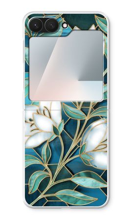 Blue stained glass flowers