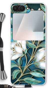 Blue stained glass flowers