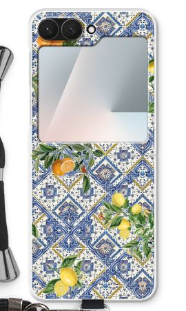 Blue tiles, lemons and oranges - small