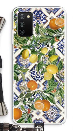 Blue tiles, lemons and oranges