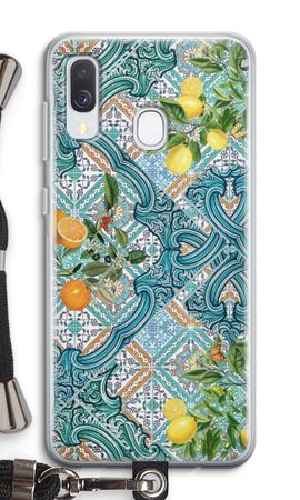 Blue tiles, lemons and oranges