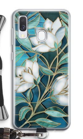 Blue stained glass flowers