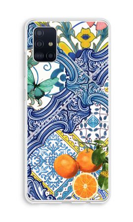 Blue tiles and oranges