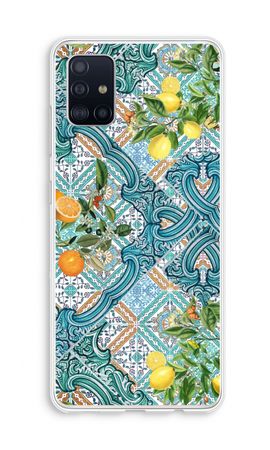 Blue tiles, lemons and oranges