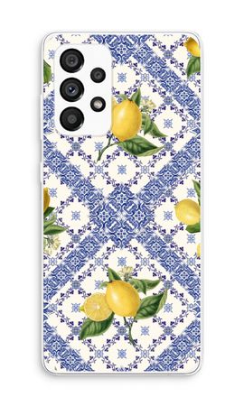 Blaue Fliesen und Zitronen