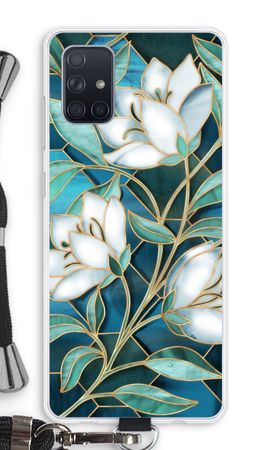 Blue stained glass flowers