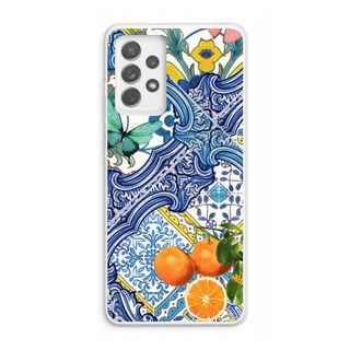 Blue tiles and oranges