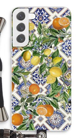 Blue tiles, lemons and oranges